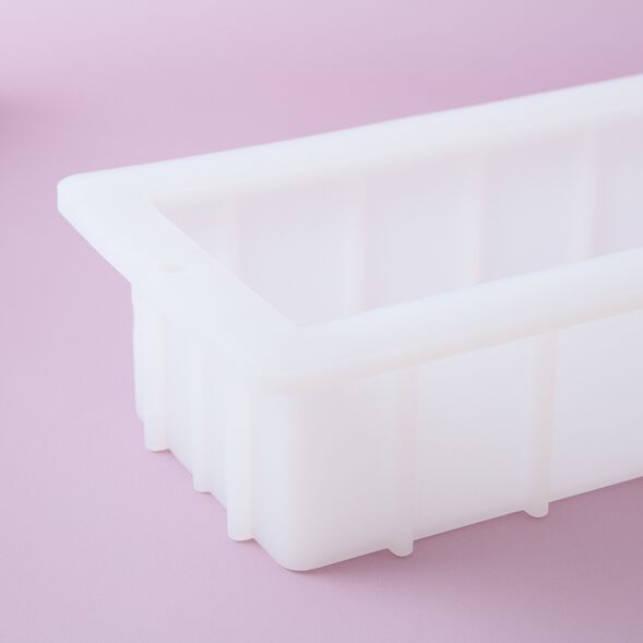 Side of a 10 inch Silicone Loaf Mold for Soap Making